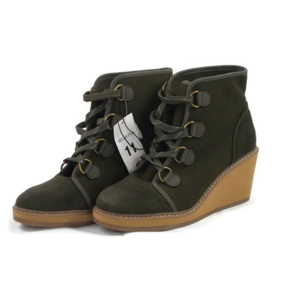 Lace Up Wedge Lorelle Round Toe Ankle Boots Green